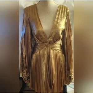 Acler geneva pleater mini dress gold